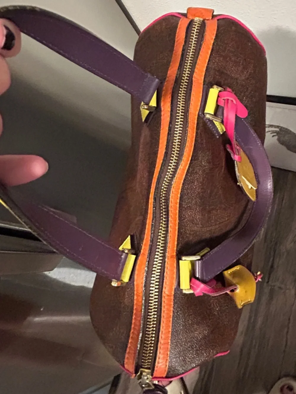 ETRO Paisley Multicolor Colorblock Boston Speedy Bag w/ Lock & Key + Luggage Tag - Picture 10 of 16